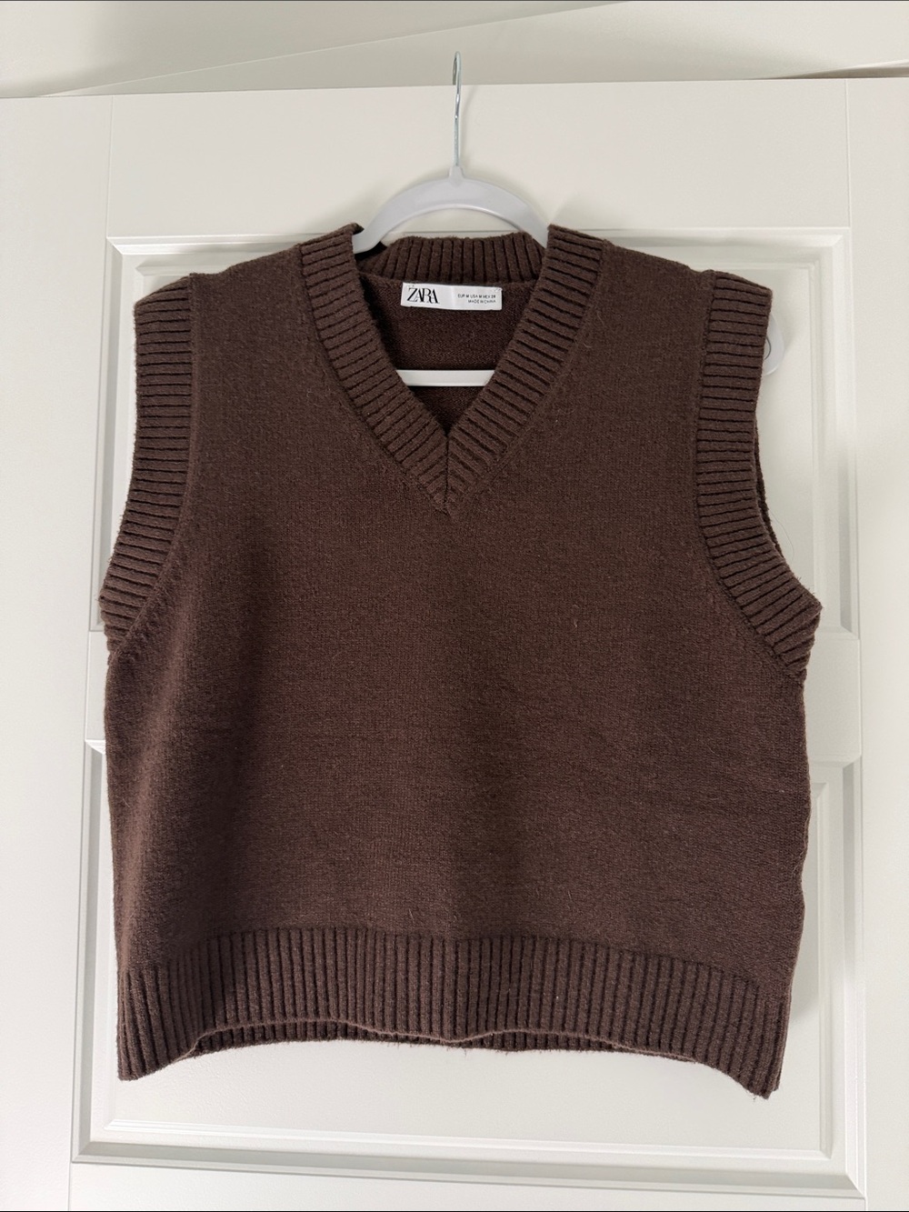 ZARA Chocolate Brown V-Neck Knit Vest